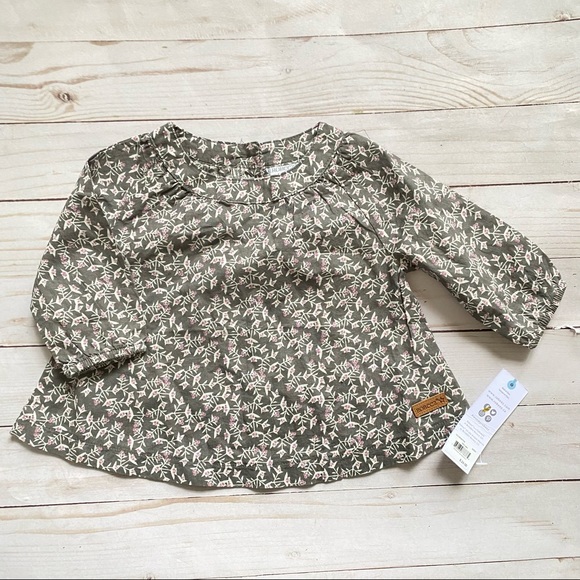 NWT Robeez Baby Grey Pink Floral Long Sleeve Top - Picture 1 of 6